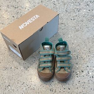 Novesta Fin & Vince Kids Velcro sneakers  - Green and tan - 10.5